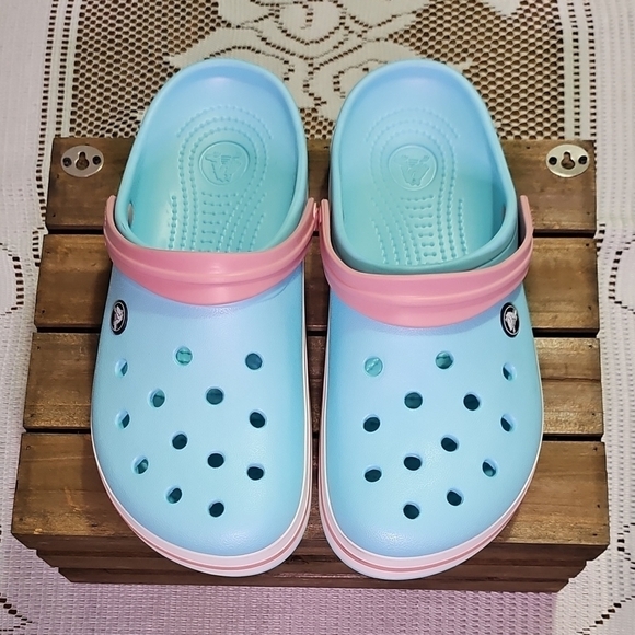 CROCS Light Blue and Pink Mules - Picture 2 of 5